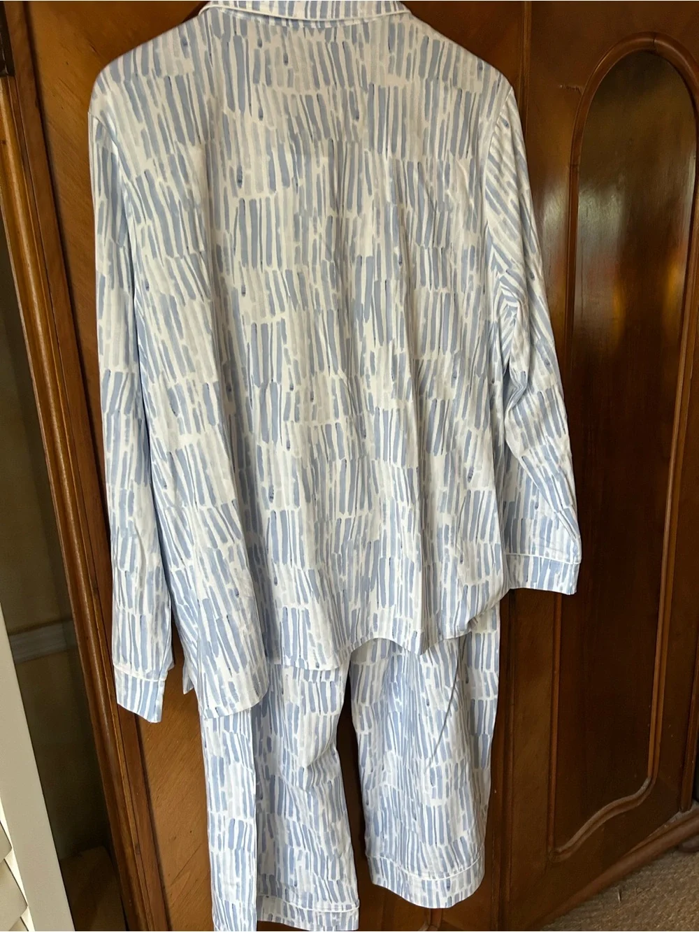 Haven Well Within Ikat Blue & White Striped Lounge Pajama Set cotton Jersey.